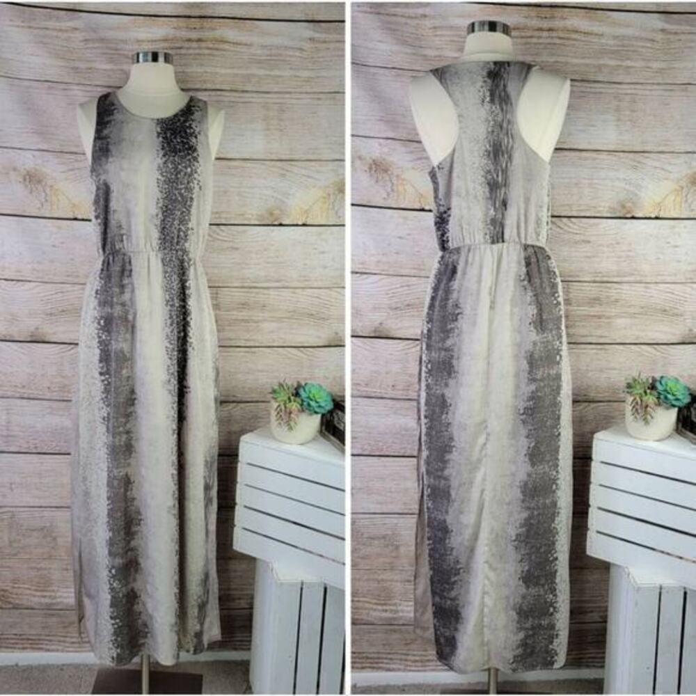 W118 Walter Baker Sleeveless Racerback Abstract Gray Maxi Dress‎ Size Small